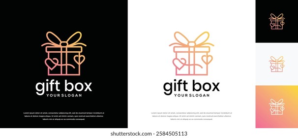 Gift box logo design. Gift box logo template. Gift box logo symbol icon