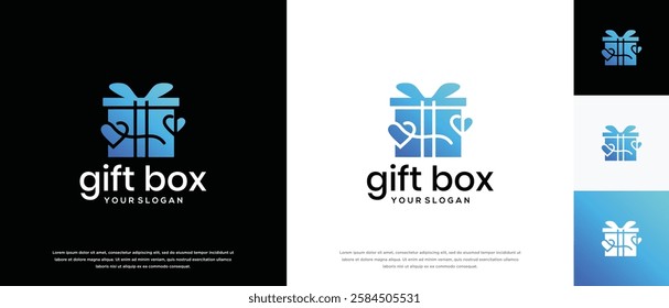 Gift box logo design. Gift box logo template. Gift box logo symbol icon