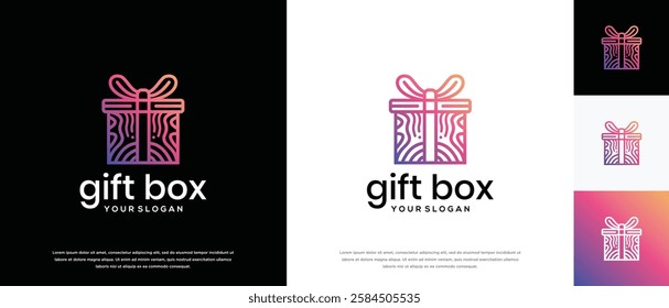 Gift box logo design. Gift box logo template. Gift box logo symbol icon