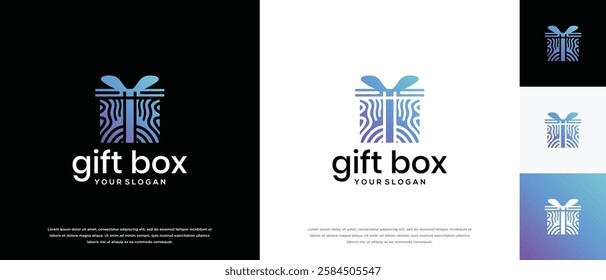Gift box logo design. Gift box logo template. Gift box logo symbol icon