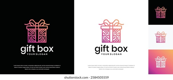 Gift box logo design. Gift box logo template. Gift box logo symbol icon