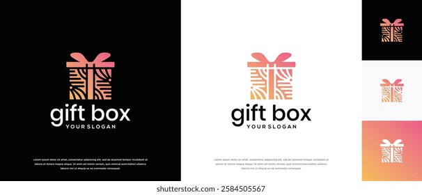 Gift box logo design. Gift box logo template. Gift box logo symbol icon