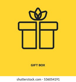 Gift Box logo graphic design concept. Editable element, can be used as logotype, icon, template in web and print. Thin line icon