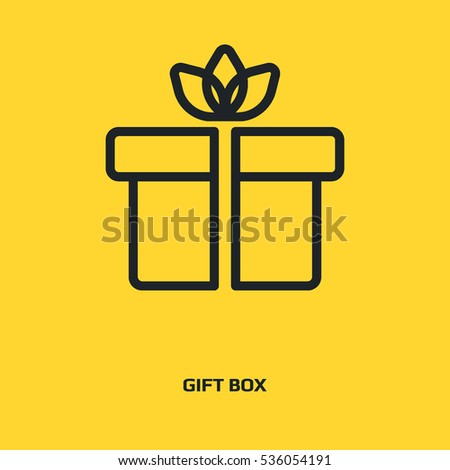 Gift Box logo graphic design concept. Editable element, can be used as logotype, icon, template in web and print. Thin line icon