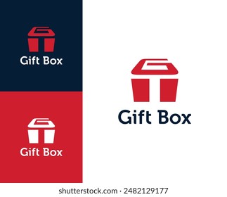 Gift box logo. GIft box with letter g logo design illustration. Gift logo design inspiration.