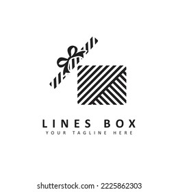Gift box logo in line style. icon vector illustration