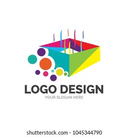 Gift Box Logo with Multicolor Design
