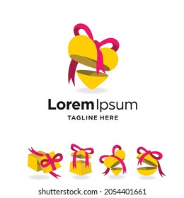 logotipo de caja de regalo con varios conceptos