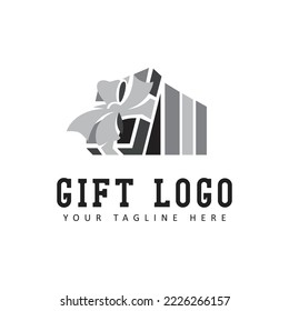 Gift box logo with open box cover style. icon vector illustration