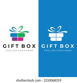 Gift box logo or gift with ribbon sign, letter G and gifts. Logo for surprise, valentine, birthday, gift shop, party and business.