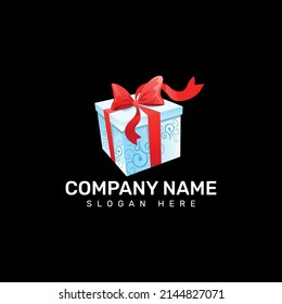 Diseño de ilustración vectorial del logotipo de la caja de regalo