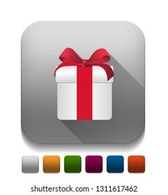gift box With long shadow over app button