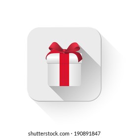 gift box With long shadow over app button