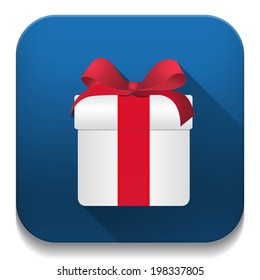 gift box With long shadow over app button