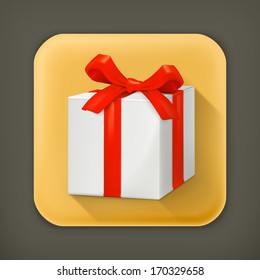 Gift Box, long shadow vector icon