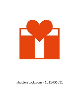 Gift box love icon sign - vector