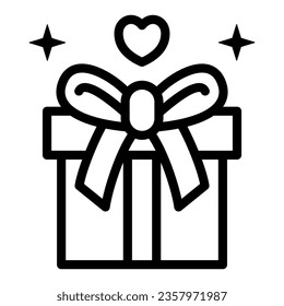 Gift in box for loved one line icon, 8 March concept, Giftbox with heart sign on white background, Surprise for march holiday icon in outline style for mobile, web design. Vector graphics