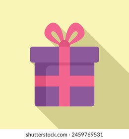Gift box loyalty icon flat vector. Service bonus code. Discount conversion