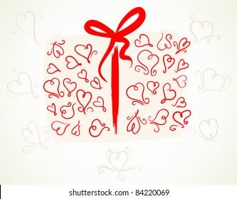 gift box made of heart shapes
