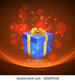 Gift box with magic particles. vector background