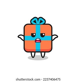 personaje de mascota de caja de regalo que dice que no sé, diseño de estilo lindo para camiseta, pegatina, elemento logo