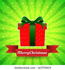 Gift box Merry Christmas. 