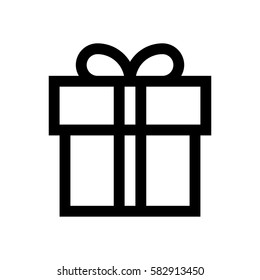 Gift box mini line, icon, background and graphic. The icon is black and white, linear  flat, vector, pixel perfect, minimal, suitable for web and print. 