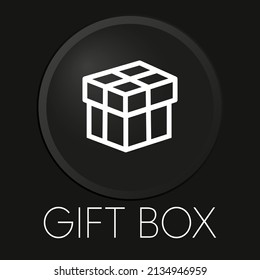 Gift box minimal vector line icon on 3D button isolated on black background. Premium Vector.