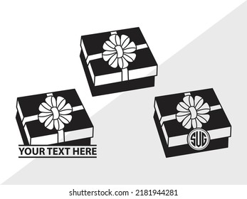 Gift Box Monogram SVG Printable Vector Illustration