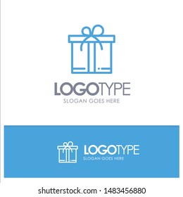 Gift, Box, Motivation Blue outLine Logo with place for tagline