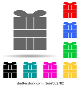 Geschenkbox-Symbol mit mehrfarbigem Stil. Einfache dünne Linie, Vektorillustration von Web-Icons für i und ux, Website oder mobile Applikationen