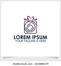 gift box and network icon logo template design vector, digital marketing logo template