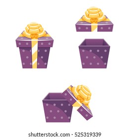 Gift Box New Year and Cartoon Flat Design Icon Set Template Vector Illustration
