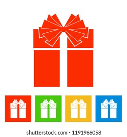 Gift box. New Year icon. Vector illustration