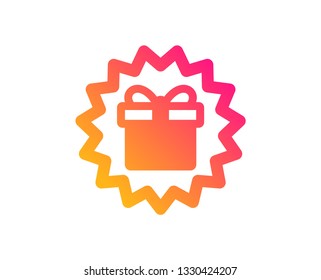 Gift box offer icon. Present or Sale sign. Birthday Shopping symbol. Package in Gift Wrap. Classic flat style. Gradient surprise gift icon. Vector