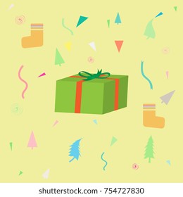 Gift box on abstract colorful background.