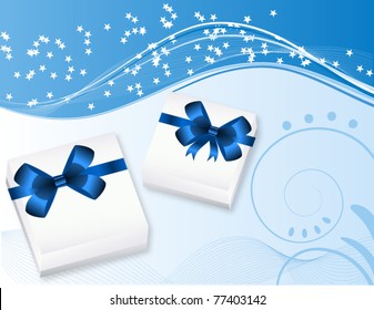 Gift box on the blue background