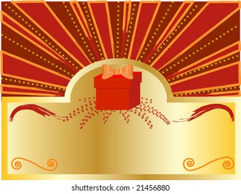 Gift box on gold background