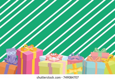 Gift box on green graphic background.Gift box with as a present for Christmas, new year. vector, illustration.