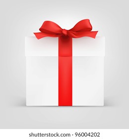 Gift Box on Grey Gradient Background. Vector Illustration.