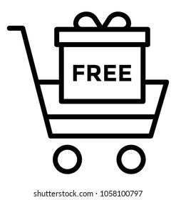 A gift box on hand cart concept of free shopping gift 