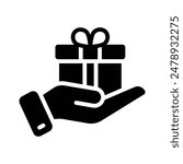 Gift box on hand showing concept icon of giving gift, ready to use vector