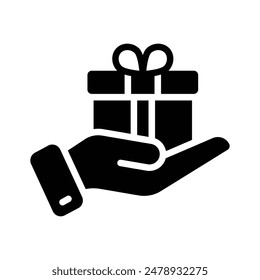 Gift box on hand showing concept icon of giving gift, ready to use vector