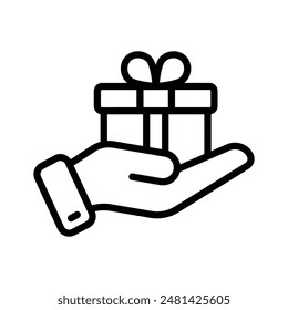 Gift box on hand showing concept icon of giving gift, ready to use vector