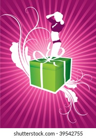 gift box on a pink background