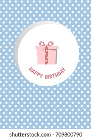 Gift box on pink dot backgrounds,Birthday card, vector illustrations