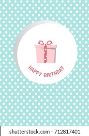 Gift box on pink dot backgrounds,Birthday card, vector illustrations