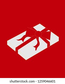  Gift box on red background.
