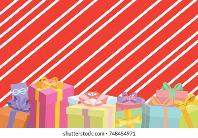 Gift box on red graphic background.Gift box with as a present for Christmas, new year, Valentine day or anniversary on red background. vector, illustration.