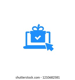 gift box on screen, e-commerce icon